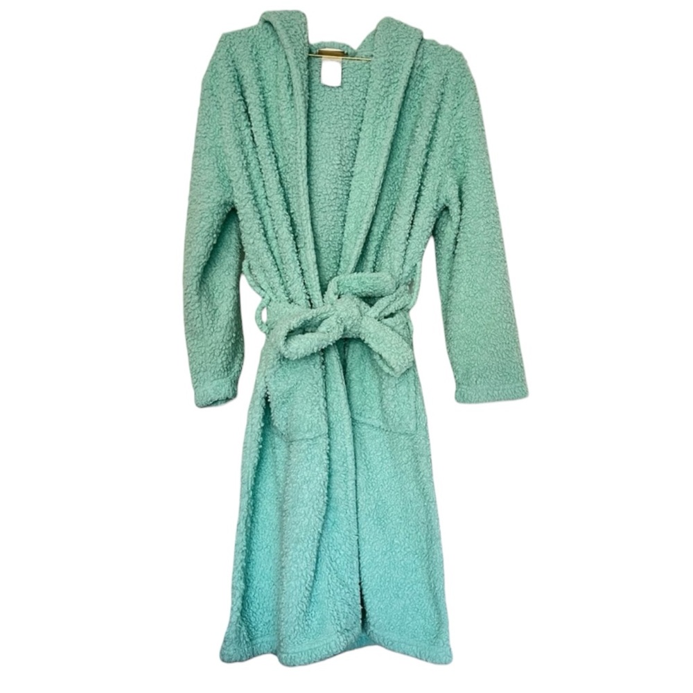 POTTERYBARN TEEN Mint Green Fleece Robe Size XS -- SUPER DUPER CUTE & COMFY! - Picture 4 of 12